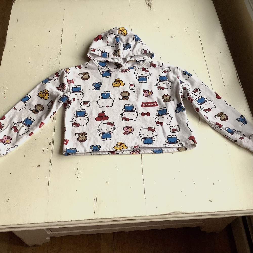 LEVI’S X HELLO KITTY cropped Hoodie sweatshirt Large SZ 12 - 13